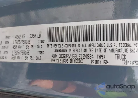 2020 Ram Promaster 3500 Cargo Van High Roof 159 Wb Ext from USA, damaged, VIN 3C6URVJG9LE124934
